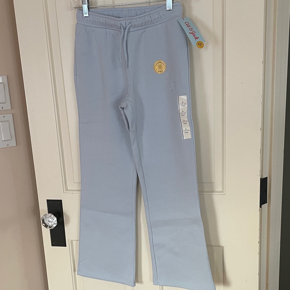 Cat & Jack Light Blue Kids Sweatpants with Star Patches